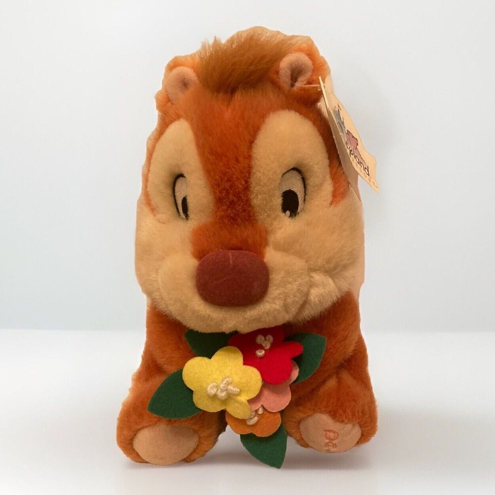 DISNEY Chip And Dale DALE Chipmunk Holding Flowers Plush Stuffed Toy New W/ Tags